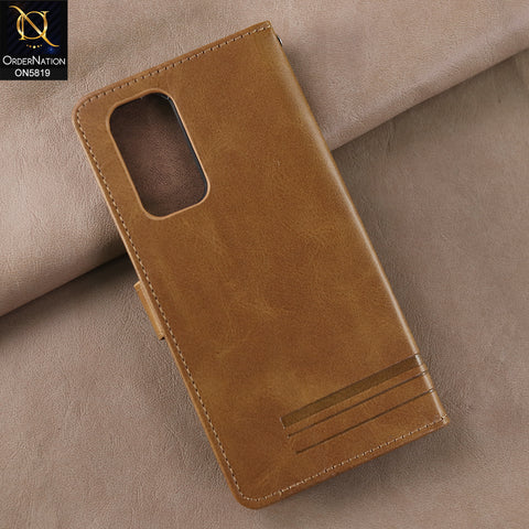 OnePlus 9 Pro Cover - Light Brown -  Way Out Excellence Quality Soft Tpu Leather Flip Book With Card Holding Slots