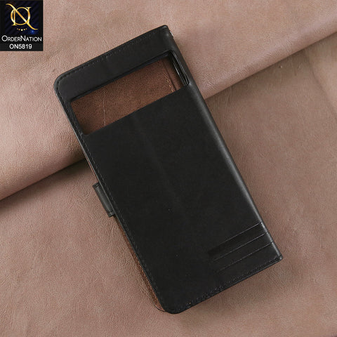Google Pixel 6a Cover - Black -  Way Out Excellence Quality Soft Tpu Leather Flip Book With Card Holding Slots