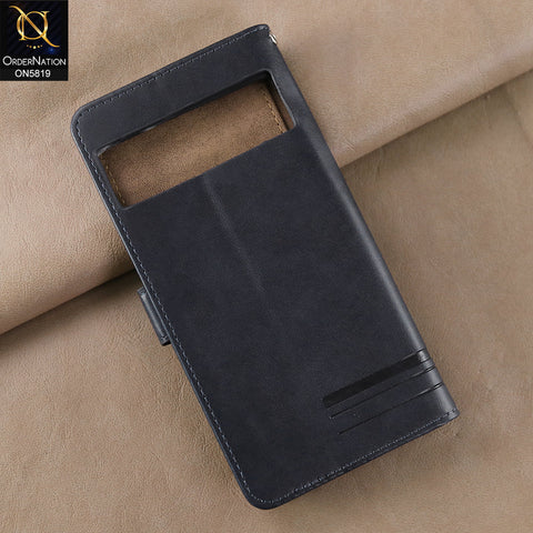 Google Pixel 7 Cover - Blue -  Way Out Excellence Quality Soft Tpu Leather Flip Book With Card Holding Slots