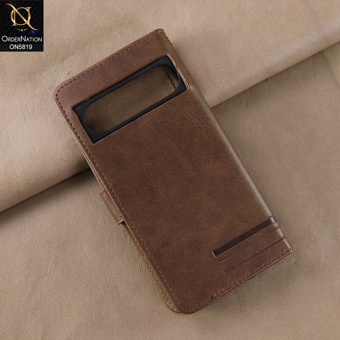 Google Pixel 8 Pro Cover - Dark Brown -  Way Out Excellence Quality Soft Tpu Leather Flip Book With Card Holding Slots