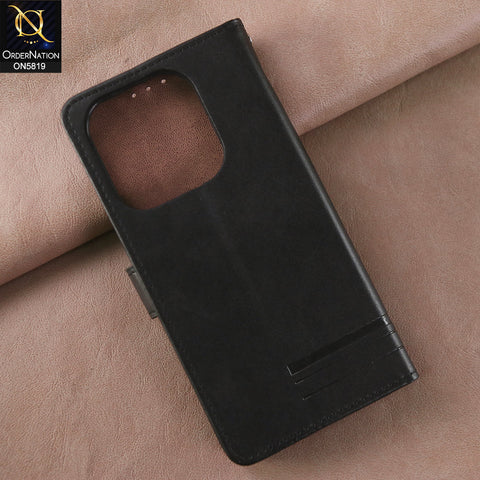 Realme Narzo N61 Cover - Black -  Way Out Excellence Quality Soft Tpu Leather Flip Book With Card Holding Slots