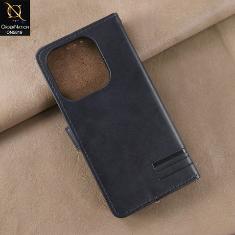 Realme C61 (India) Cover - Blue -  Way Out Excellence Quality Soft Tpu Leather Flip Book With Card Holding Slots