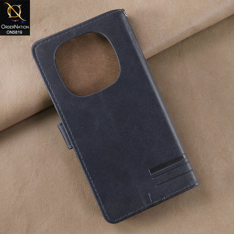 Xiaomi Redmi Note 14 Pro Plus 5G Cover - Blue -  Way Out Excellence Quality Soft Tpu Leather Flip Book With Card Holding Slots