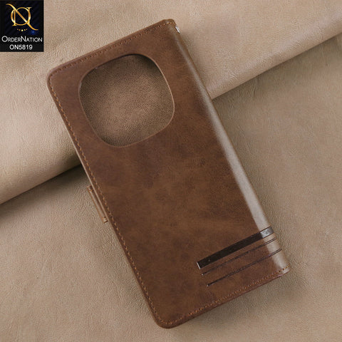 Xiaomi Redmi Note 14 Pro 5G Cover - Dark Brown -  Way Out Excellence Quality Soft Tpu Leather Flip Book With Card Holding Slots