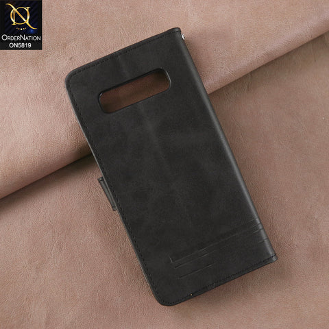 Samsung Galaxy S10 Plus Cover - Black -  Way Out Excellence Quality Soft Tpu Leather Flip Book With Card Holding Slots