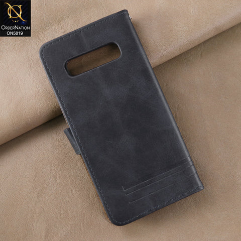 Samsung Galaxy S10 Plus Cover - Blue -  Way Out Excellence Quality Soft Tpu Leather Flip Book With Card Holding Slots