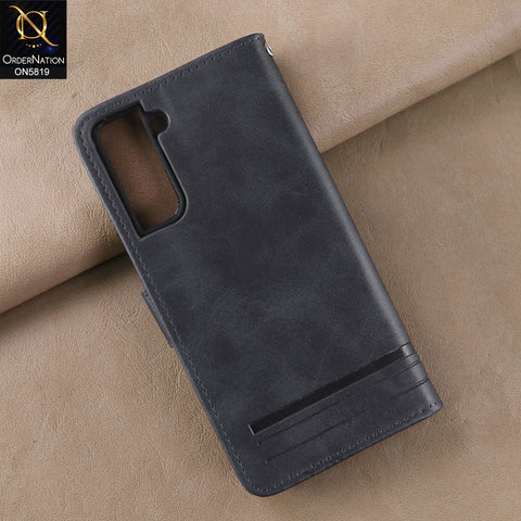 Samsung Galaxy S22 5G Cover - Blue -  Way Out Excellence Quality Soft Tpu Leather Flip Book With Card Holding Slots