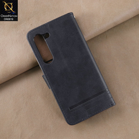 Samsung Galaxy S23 5G Cover - Blue -  Way Out Excellence Quality Soft Tpu Leather Flip Book With Card Holding Slots