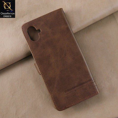 Samsung Galaxy M04 4G Cover - Dark Brown -  Way Out Excellence Quality Soft Tpu Leather Flip Book With Card Holding Slots