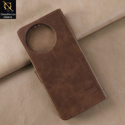 Tecno Spark 30 Pro Cover - Dark Brown -  Way Out Excellence Quality Soft Tpu Leather Flip Book With Card Holding Slots