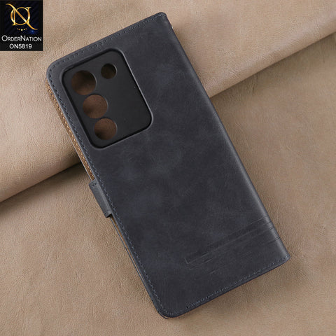 Vivo V29e Cover - Blue -  Way Out Excellence Quality Soft Tpu Leather Flip Book With Card Holding Slots