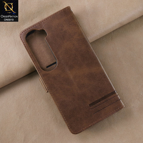 Vivo V40 Lite (IDN) Cover - Dark Brown -  Way Out Excellence Quality Soft Tpu Leather Flip Book With Card Holding Slots