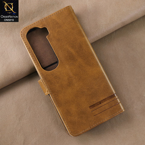 Vivo V40 Lite (IDN) Cover - Light Brown -  Way Out Excellence Quality Soft Tpu Leather Flip Book With Card Holding Slots