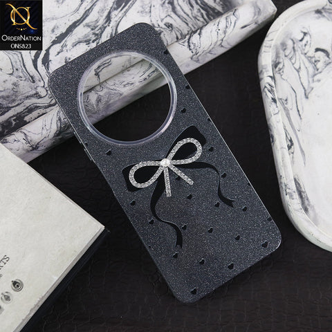 Xiaomi Redmi 14C Cover - Black -  A New Alluring  Small Rhinestones Bow With Centered Pearl Shiny Case