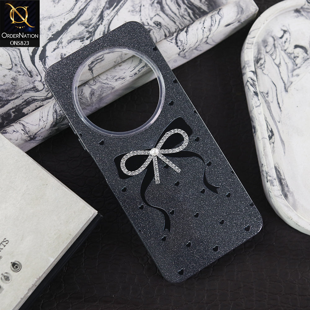 Xiaomi Redmi A4 Cover - Black -  A New Alluring  Small Rhinestones Bow With Centered Pearl Shiny Case