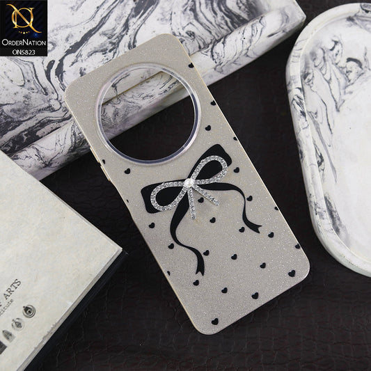 Xiaomi Redmi A4 Cover - Brown -  A New Alluring  Small Rhinestones Bow With Centered Pearl Shiny Case