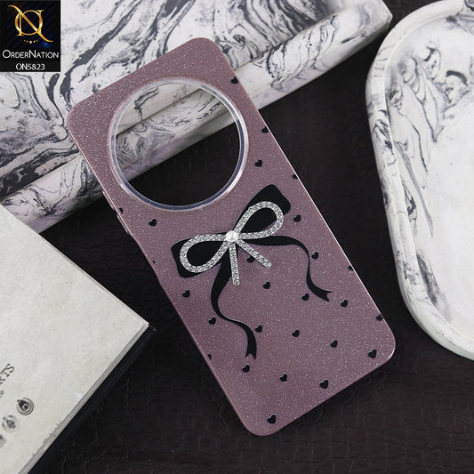 Xiaomi Redmi 14R Cover - Purple -  A New Alluring  Small Rhinestones Bow With Centered Pearl Shiny Case