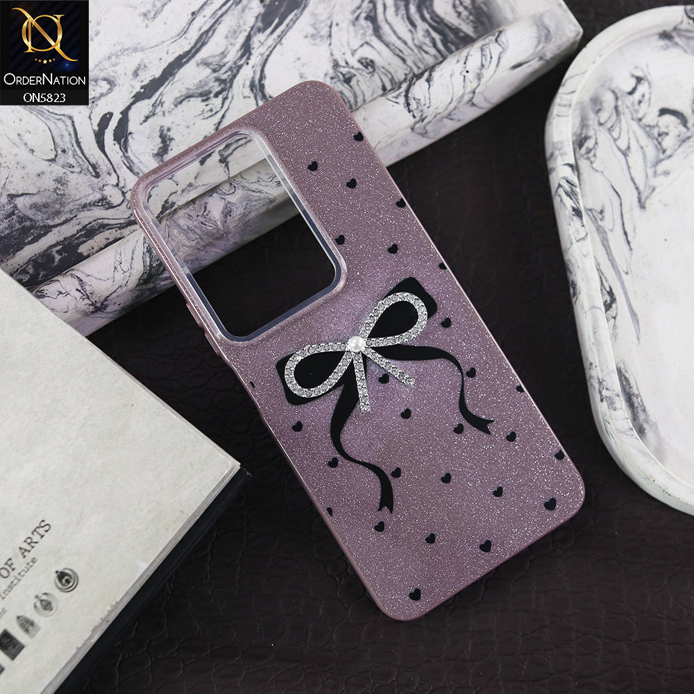 Xiaomi Redmi A5 4G Cover - Purple -  A New Alluring  Small Rhinestones Bow With Centered Pearl Shiny Case