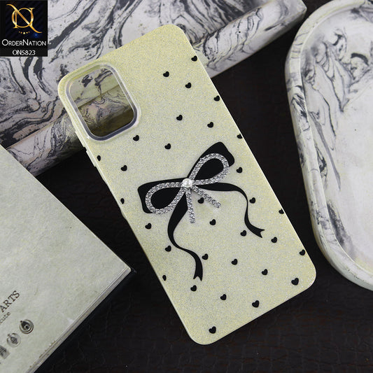 Samsung Galaxy A06 Cover - Off White -  A New Alluring  Small Rhinestones Bow With Centered Pearl Shiny Case