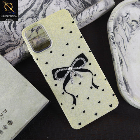 Samsung Galaxy A06 Cover - Off White -  A New Alluring  Small Rhinestones Bow With Centered Pearl Shiny Case