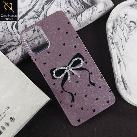 Samsung Galaxy A06 Cover - Purple -  A New Alluring  Small Rhinestones Bow With Centered Pearl Shiny Case