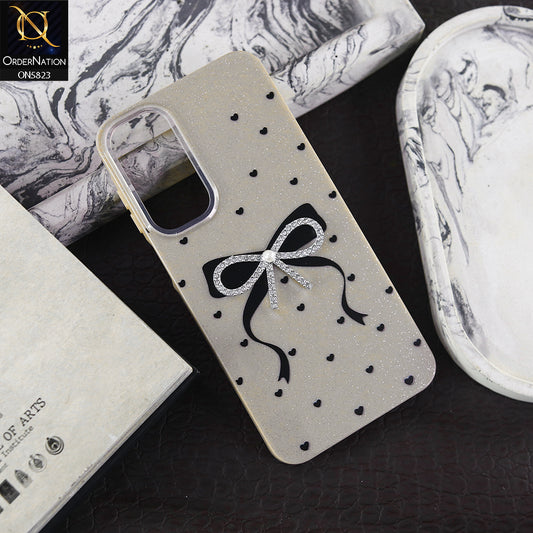 Vivo Y29 4G Cover - Brown - A New Alluring Small Rhinestones Bow With Centered Pearl Shiny Case