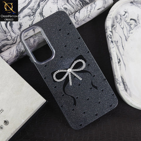 Vivo Y29 4G Cover - Black -  A New Alluring  Small Rhinestones Bow With Centered Pearl Shiny Case