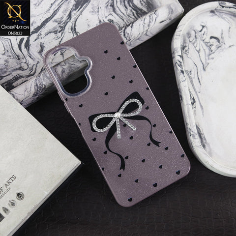 Infinix Smart 10 Cover - Purple -  A New Alluring  Small Rhinestones Bow With Centered Pearl Shiny Case