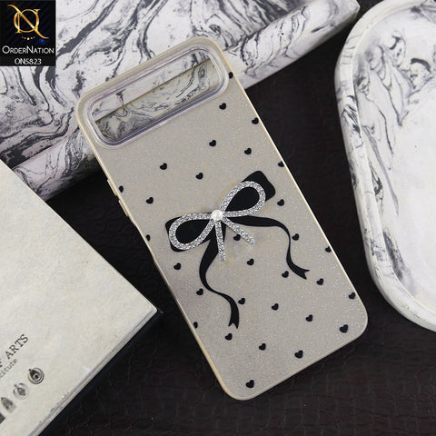 Infinix Smart 10 Plus Cover - Brown -  A New Alluring  Small Rhinestones Bow With Centered Pearl Shiny Case