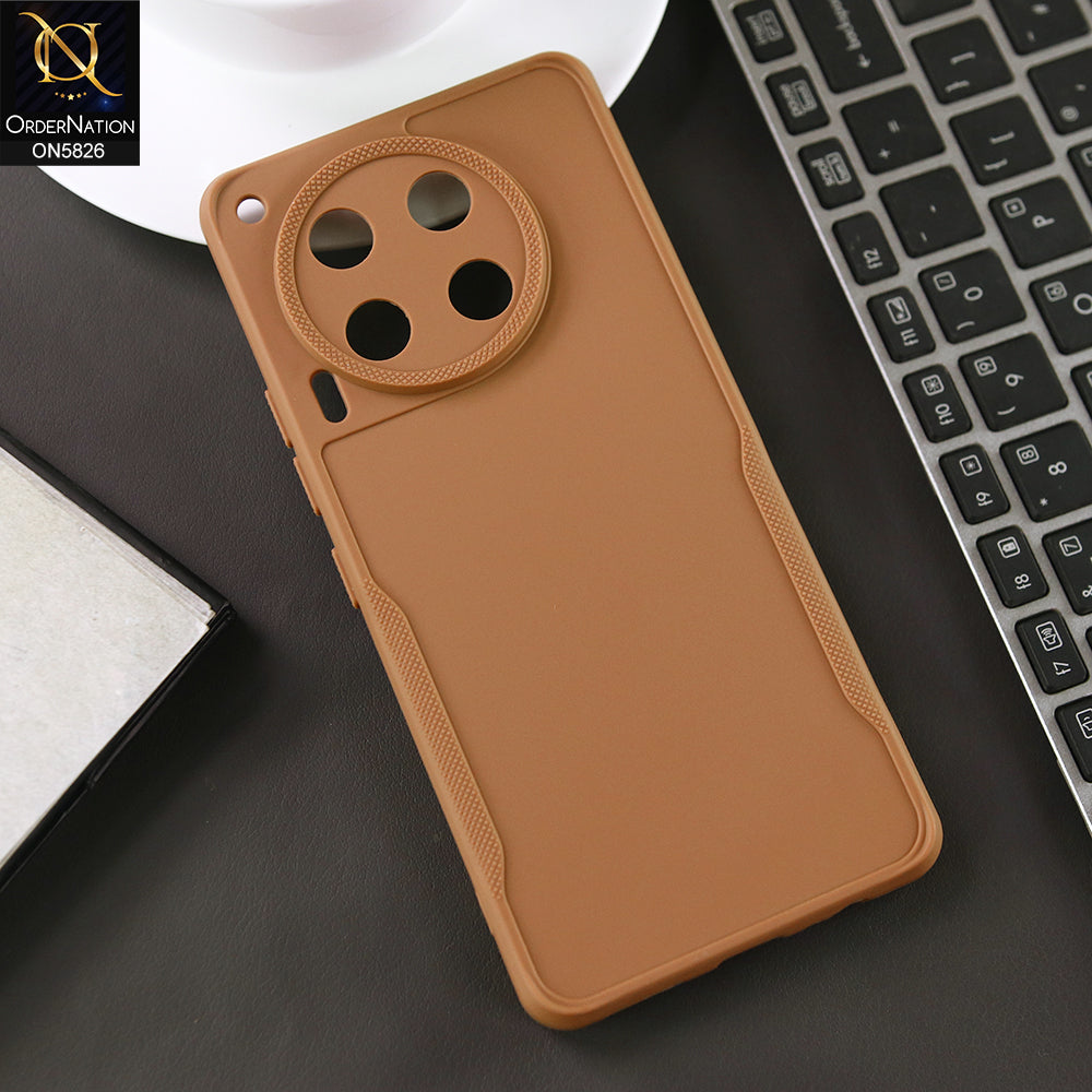 Tecno Camon 30 Cover - Brown - High Grade Quality Matte Sillica Soft Case With Additional Side Texture