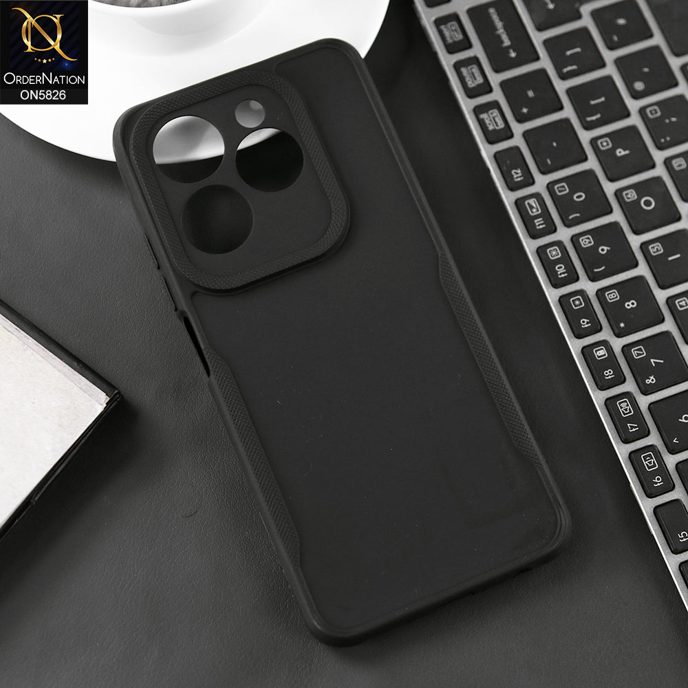 Infinix Hot 40 Pro Cover - Black - High Grade Quality Matte Sillica Soft Case With Additional Side Texture