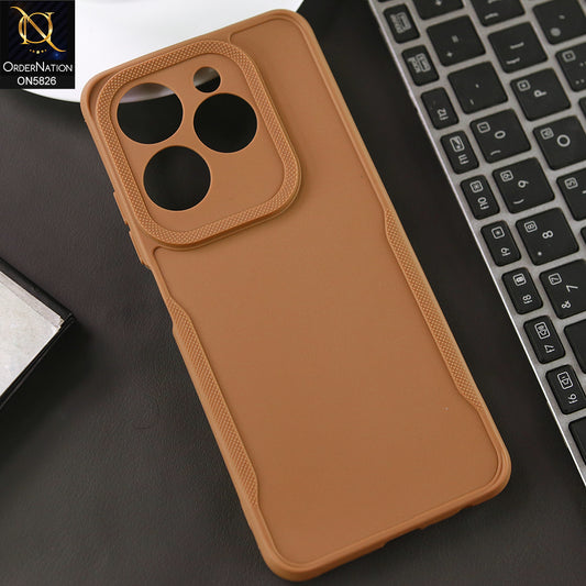 Infinix Hot 40 Cover - Brown - High Grade Quality Matte Sillica Soft Case With Additional Side Texture