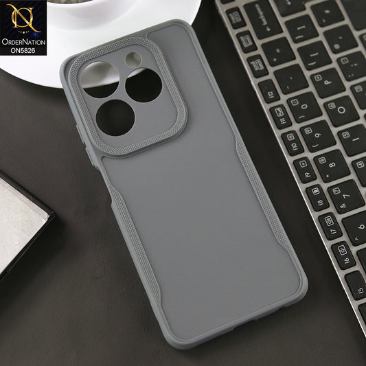 Infinix Hot 40 Cover - Gray -  High Grade Quality Matte Sillica Soft Case With Additional Side Texture