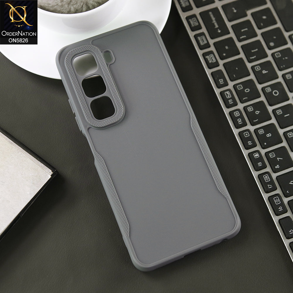 Infinix Hot 50 4G Cover - Gray -  High Grade Quality Matte Sillica Soft Case With Additional Side Texture