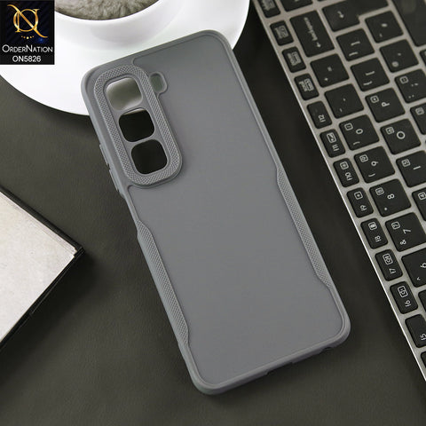 Infinix Hot 50 4G Cover - Gray -  High Grade Quality Matte Sillica Soft Case With Additional Side Texture