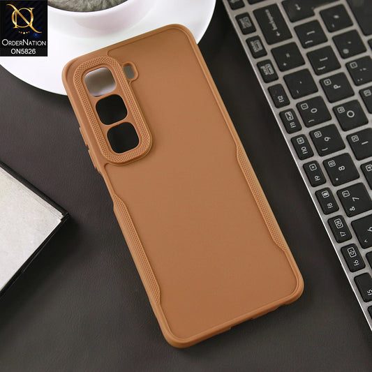 Infinix Hot 50 Pro Cover - Brown - High Grade Quality Matte Sillica Soft Case With Additional Side Texture