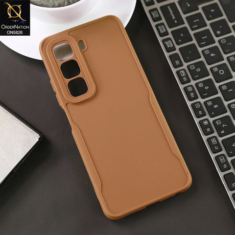Infinix Hot 50 Pro Cover - Brown - High Grade Quality Matte Sillica Soft Case With Additional Side Texture