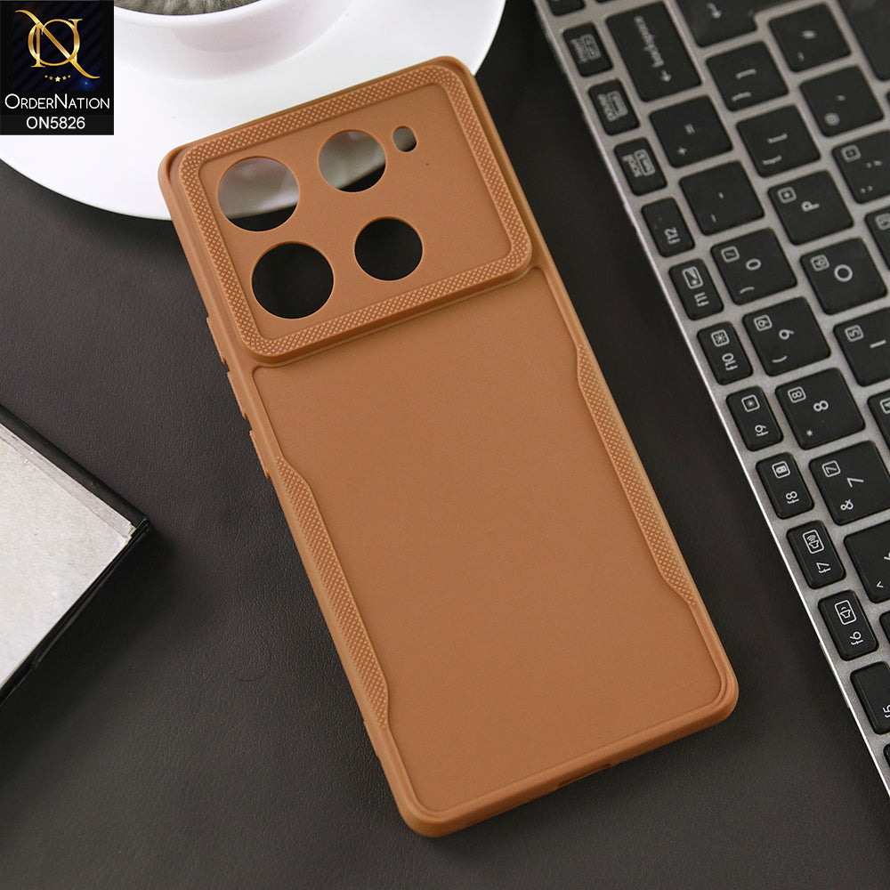 Infinix Note 40 Pro Cover - Brown - High Grade Quality Matte Sillica Soft Case With Additional Side Texture