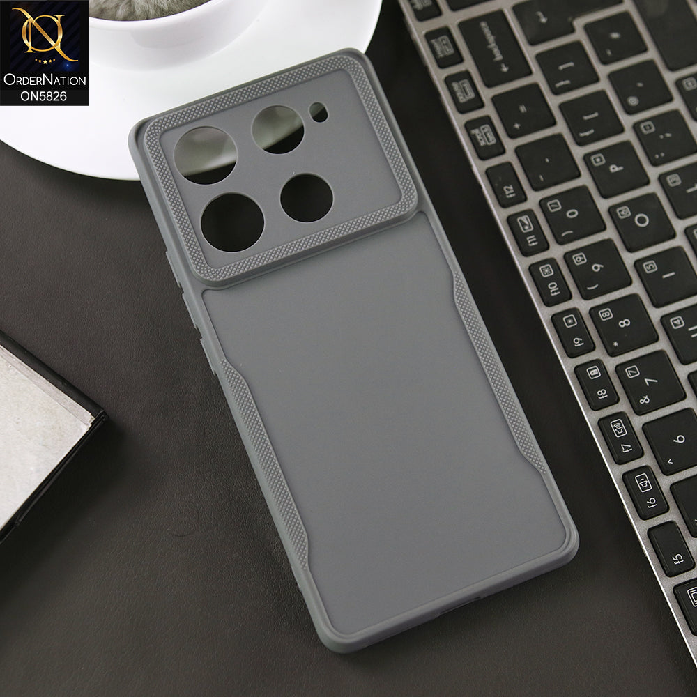Infinix Note 40 Pro Cover - Gray -  High Grade Quality Matte Sillica Soft Case With Additional Side Texture