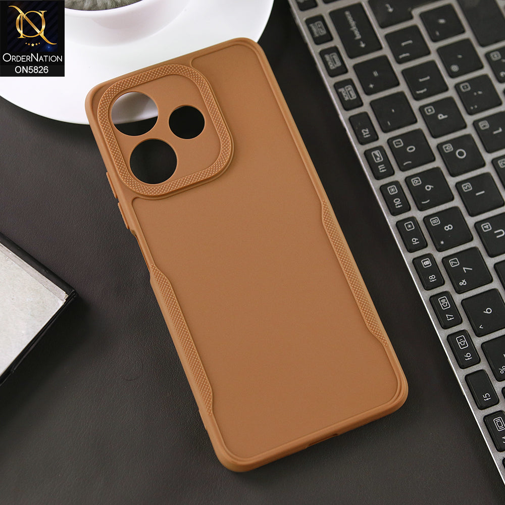 Oppo A5 Pro 4G Cover - Brown - High Grade Quality Matte Sillica Soft Case With Additional Side Texture