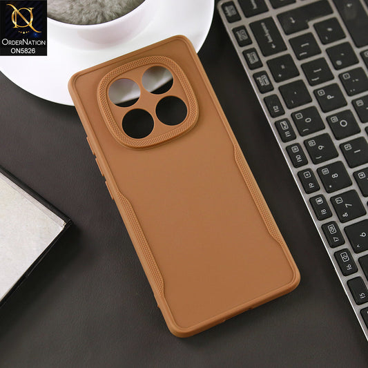 Xiaomi Redmi Note 14 Pro 4G Cover - Brown - High Grade Quality Matte Sillica Soft Case With Additional Side Texture
