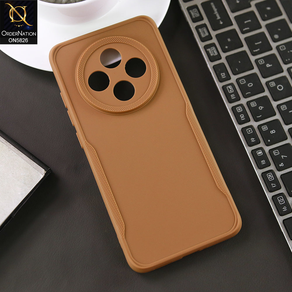Oppo Reno 12F Cover - Brown - High Grade Quality Matte Sillica Soft Case With Additional Side Texture