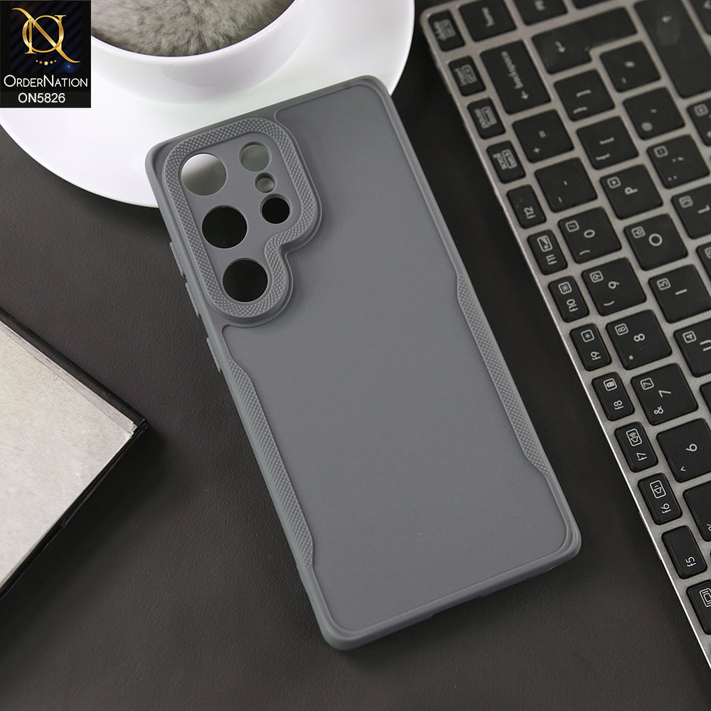 Samsung Galaxy S25 Ulta Cover - Gray -  High Grade Quality Matte Sillica Soft Case With Additional Side Texture