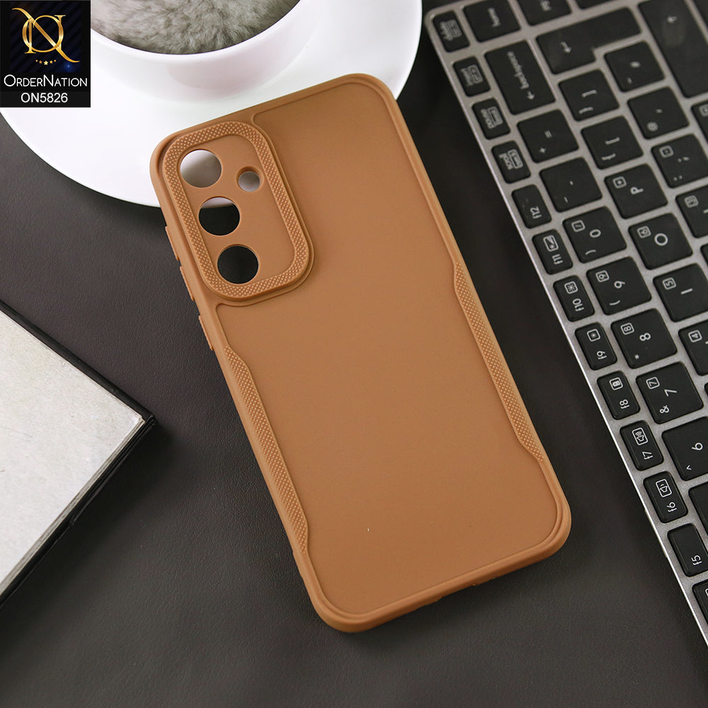 Samsung Galaxy A35 Cover - Brown - High Grade Quality Matte Sillica Soft Case With Additional Side Texture