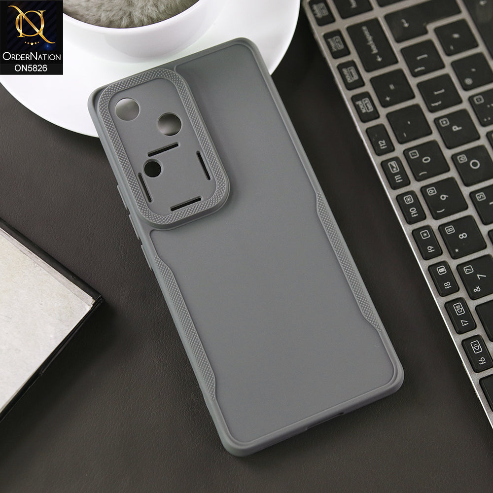 Vivo V30 Cover - Gray -  High Grade Quality Matte Sillica Soft Case With Additional Side Texture