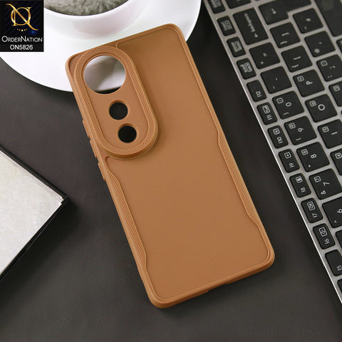 Vivo V40 Cover - Brown - High Grade Quality Matte Sillica Soft Case With Additional Side Texture