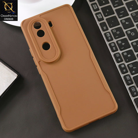 Vivo V40e Cover - Brown - High Grade Quality Matte Sillica Soft Case With Additional Side Texture