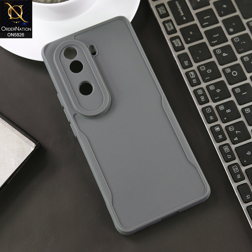 Vivo V40e Cover - Gray -  High Grade Quality Matte Sillica Soft Case With Additional Side Texture