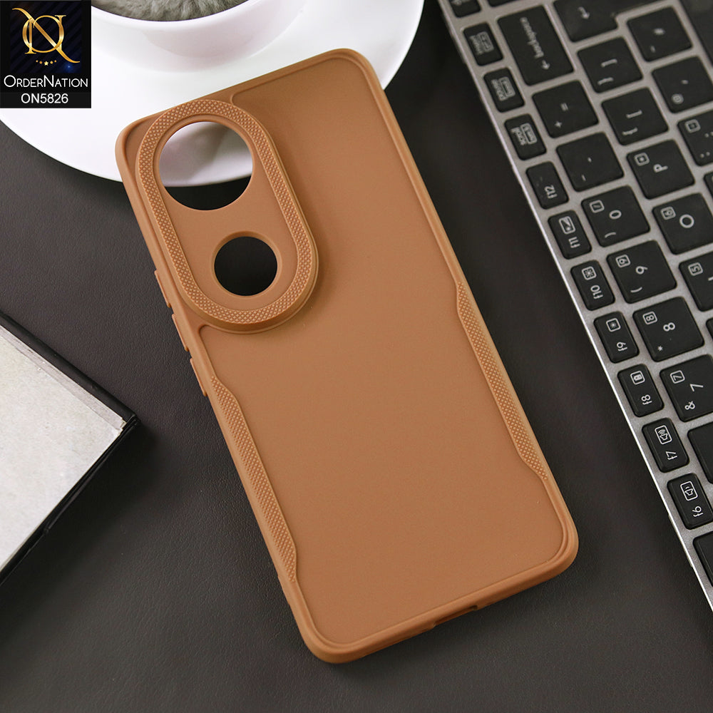 Vivo V50 Cover - Brown - High Grade Quality Matte Sillica Soft Case With Additional Side Texture
