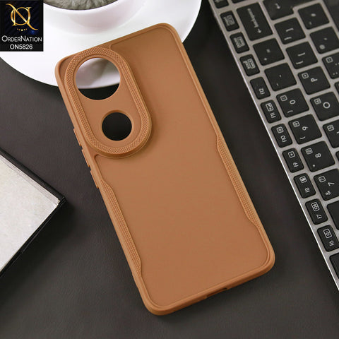 Vivo V50 Cover - Brown - High Grade Quality Matte Sillica Soft Case With Additional Side Texture